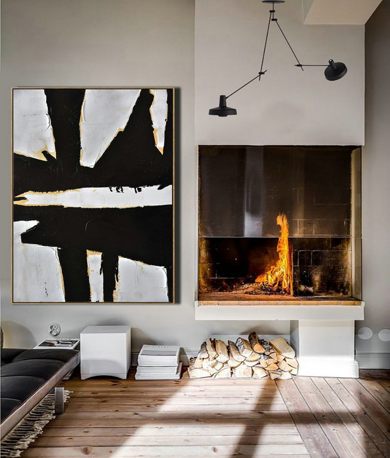 Extra Large Textured Painting On Canvas,Minimalist Painting On Canvas, Palette Knife Vertical Minimal Art - Large Paintings For Living Room